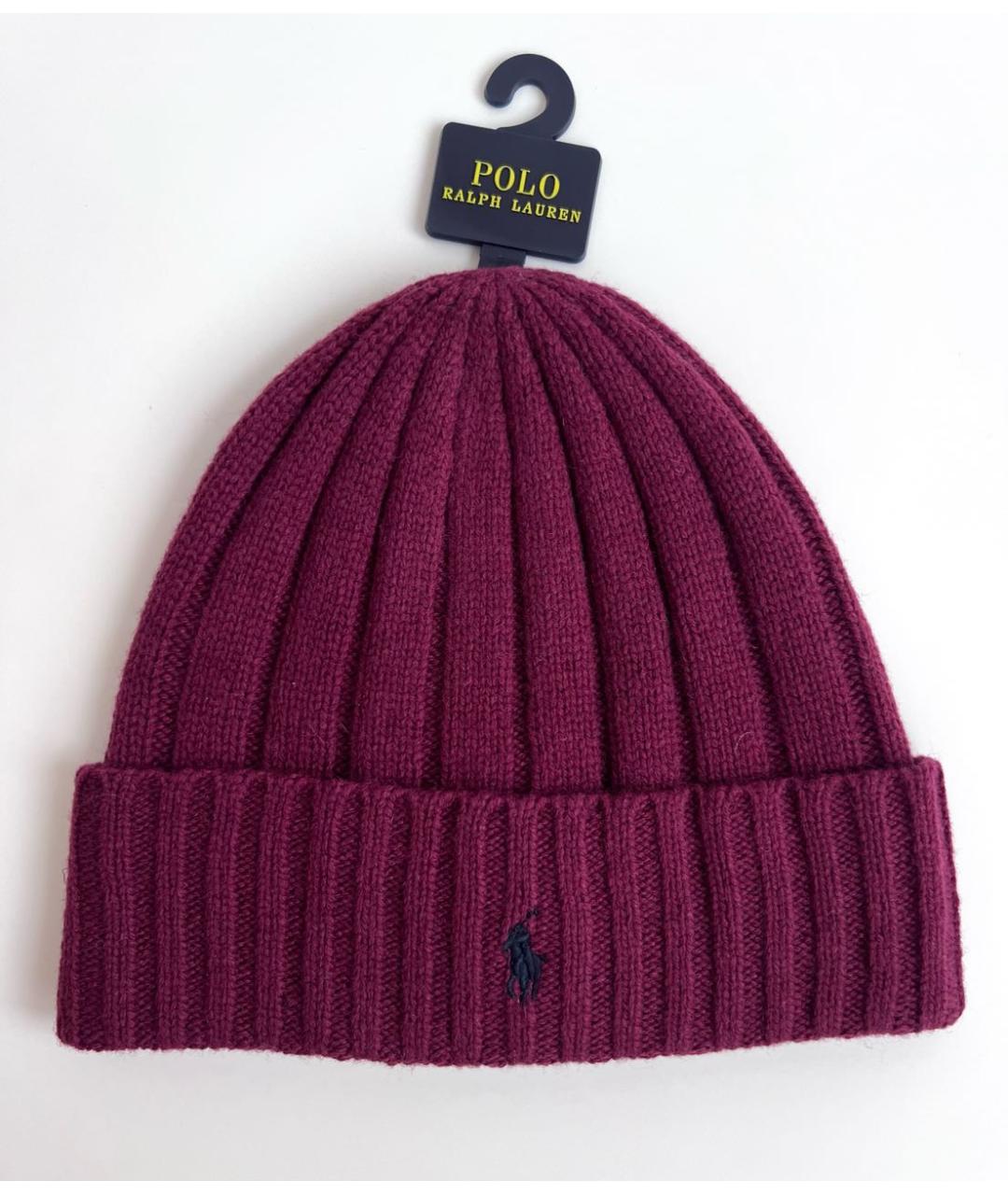 POLO RALPH LAUREN Бордовая шерстяная шапка, фото 8