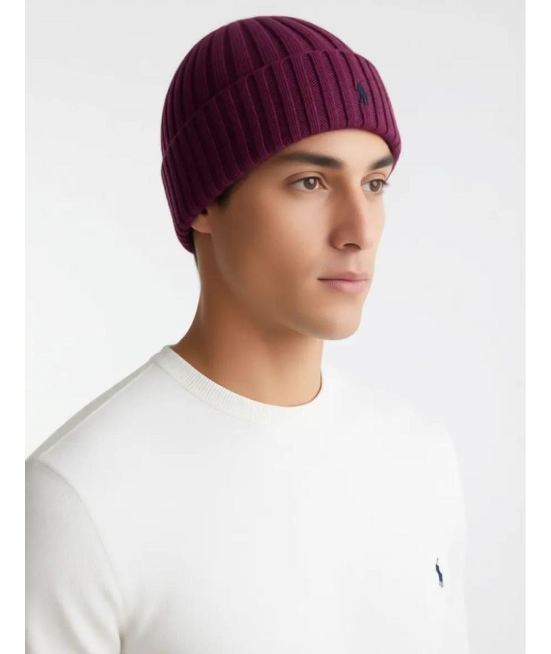 POLO RALPH LAUREN Бордовая шерстяная шапка, фото 7