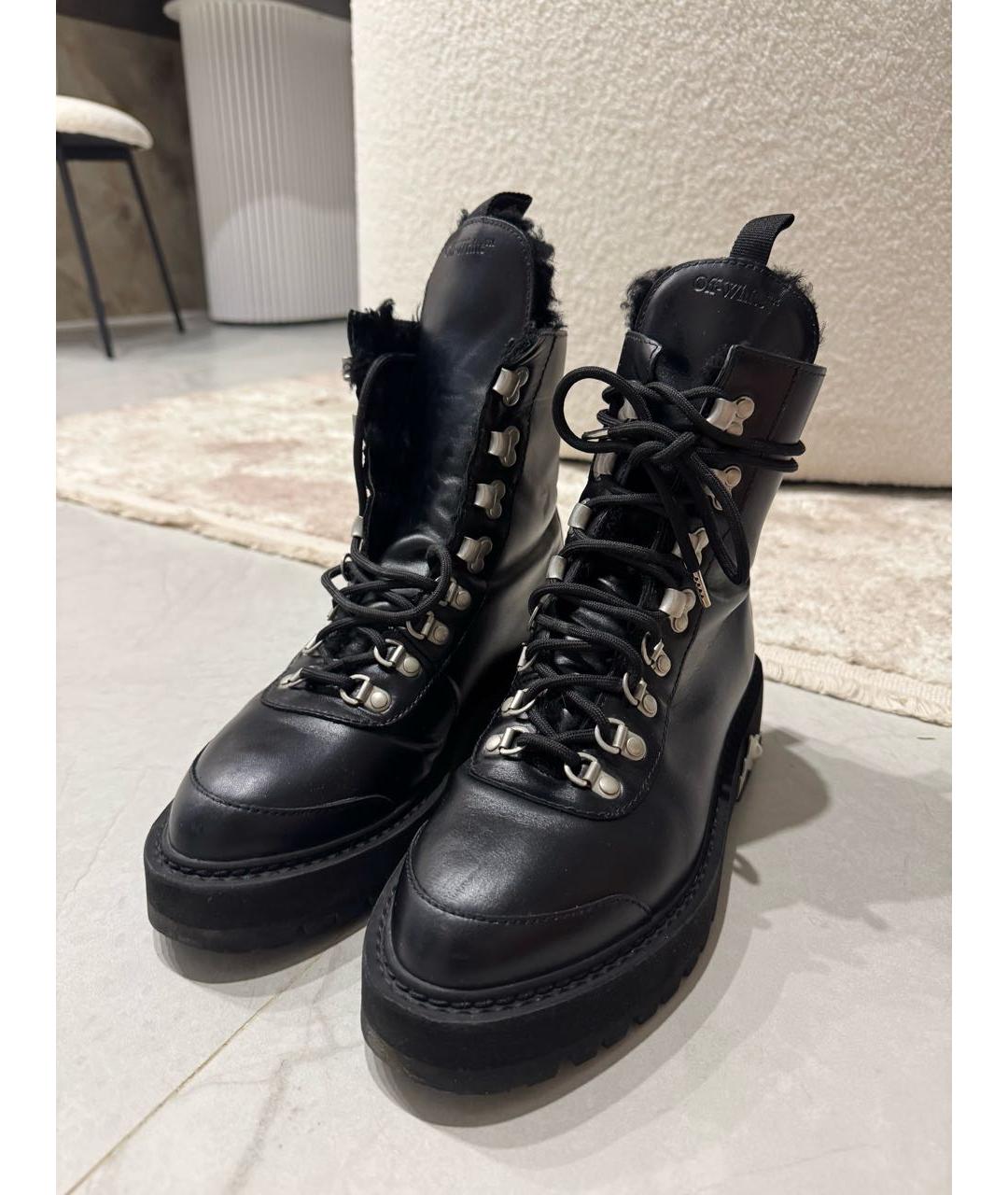 OFF-WHITE Черные кожаные ботинки, фото 8