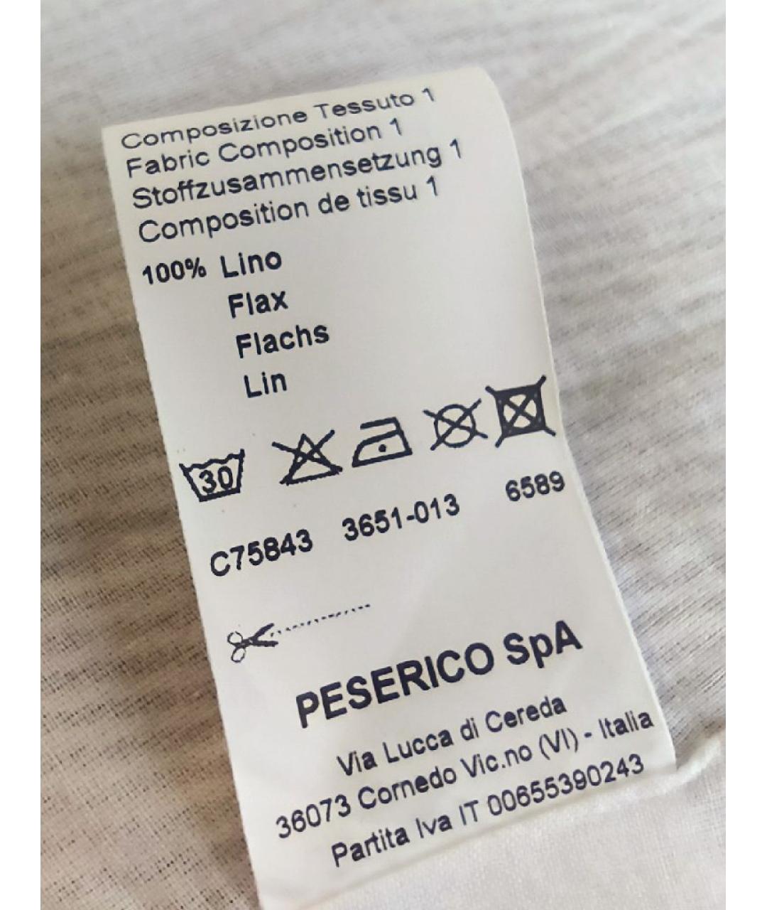 PESERICO Белое льняное повседневное платье, фото 5