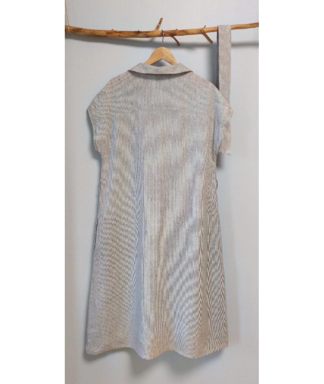 PESERICO Белое льняное повседневное платье, фото 2