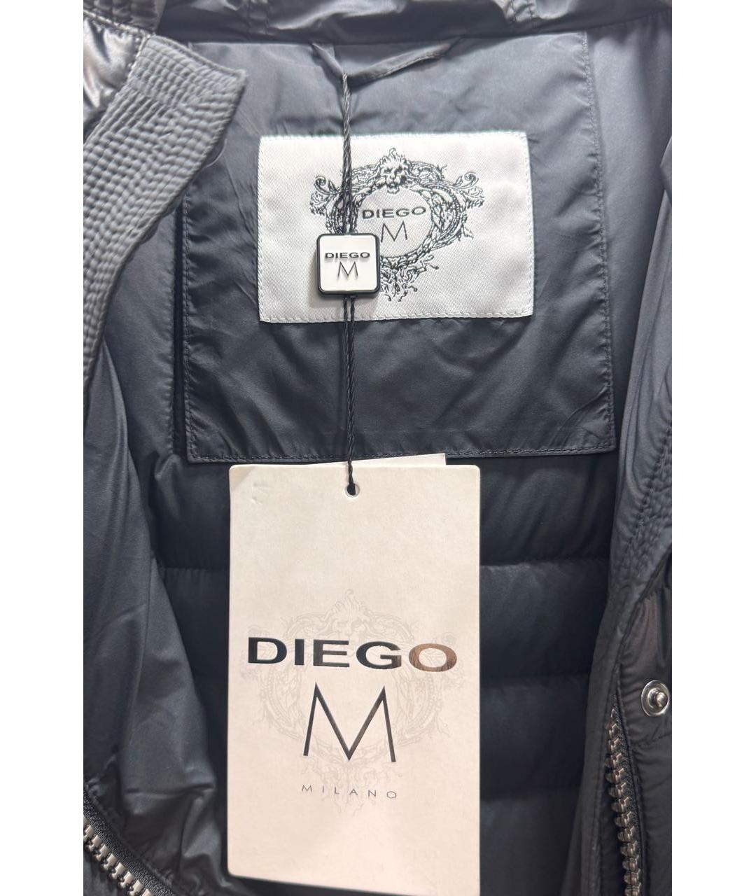 DIEGO M Черный полиэстеровый пуховик, фото 3