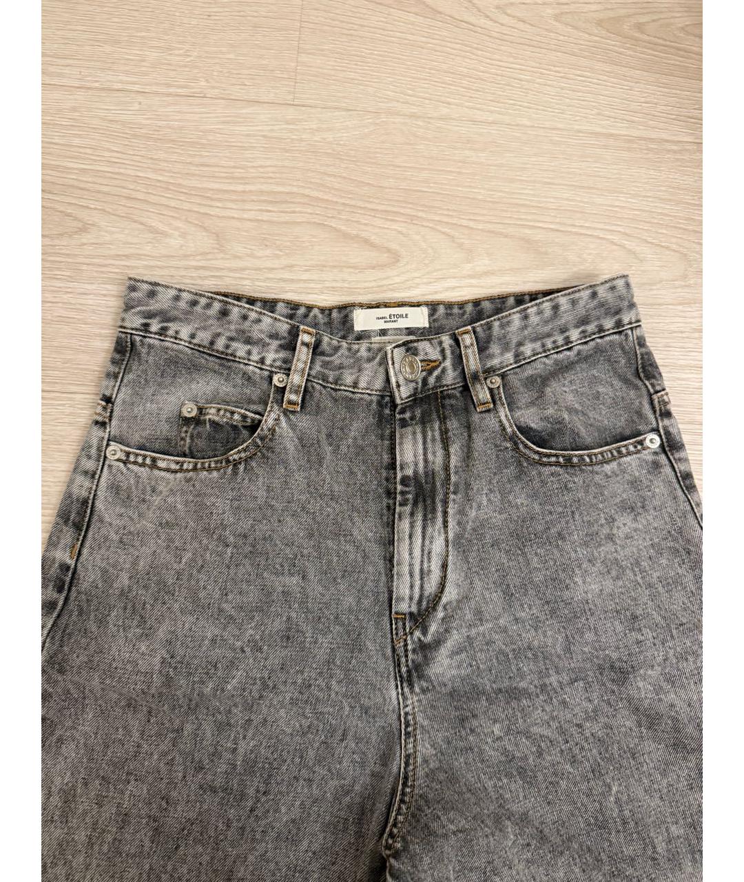 ISABEL MARANT ETOILE Серые хлопковые прямые джинсы, фото 4