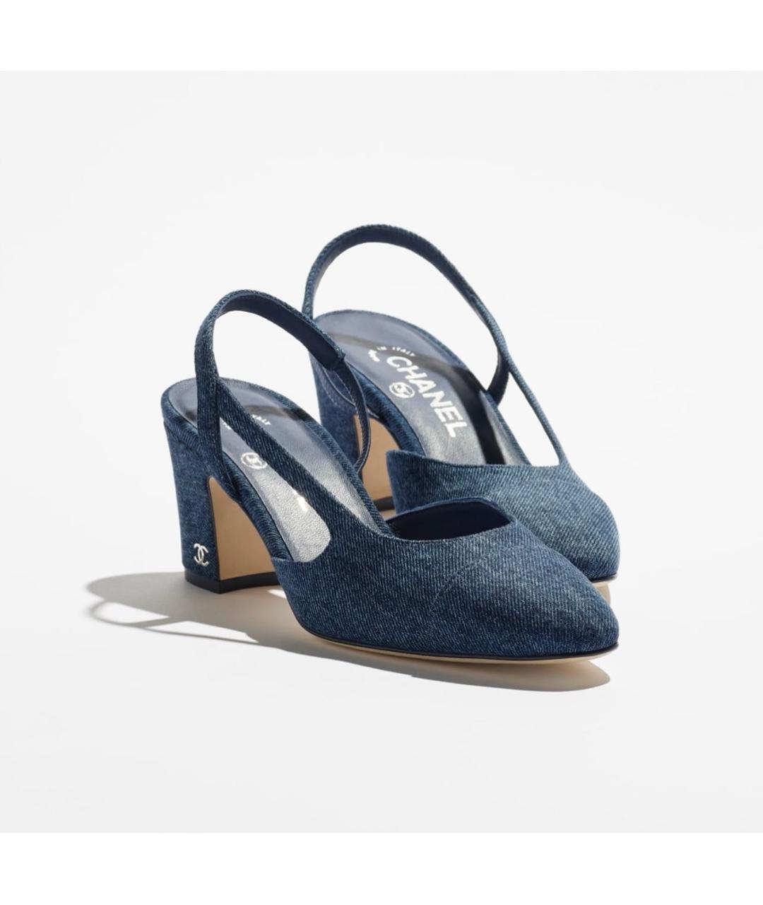 CHANEL Синие текстильные туфли, фото 3