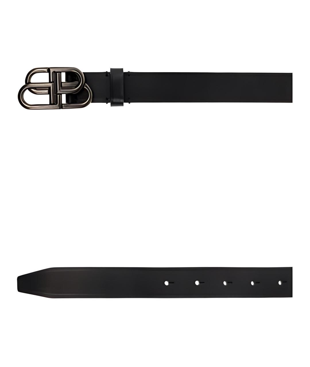 BALENCIAGA Черный кожаный ремень, фото 4