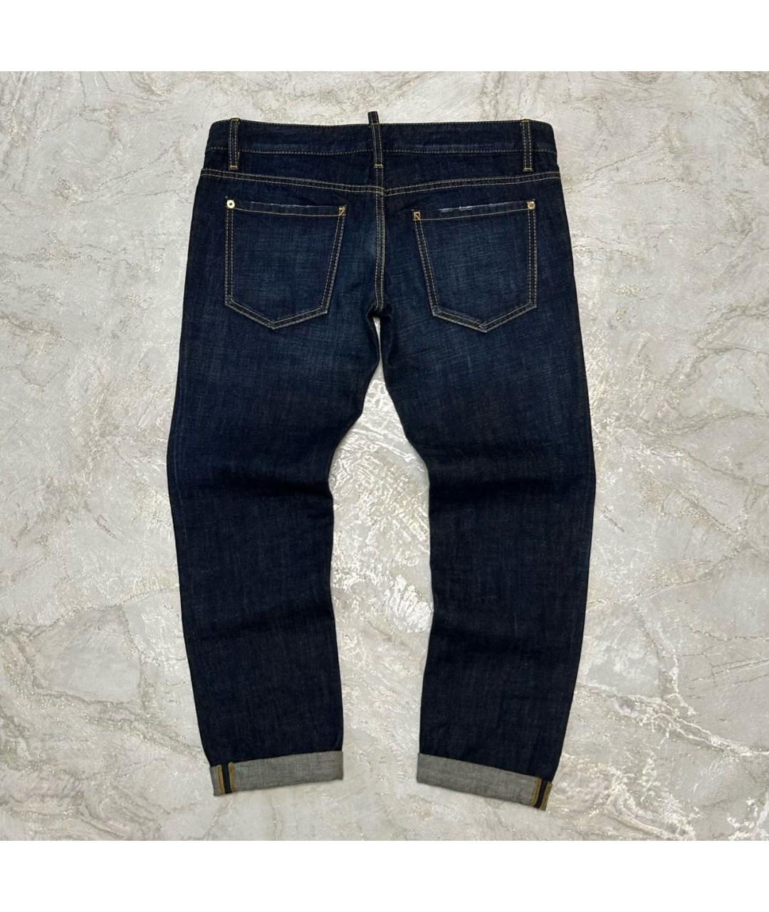 DSQUARED2 Темно-синие хлопковые прямые джинсы, фото 2
