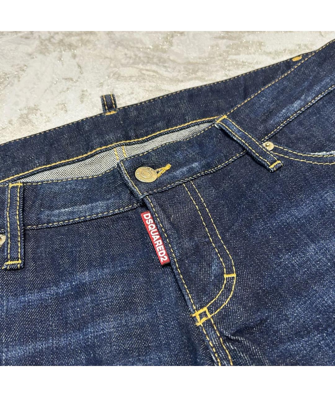 DSQUARED2 Темно-синие хлопковые прямые джинсы, фото 5