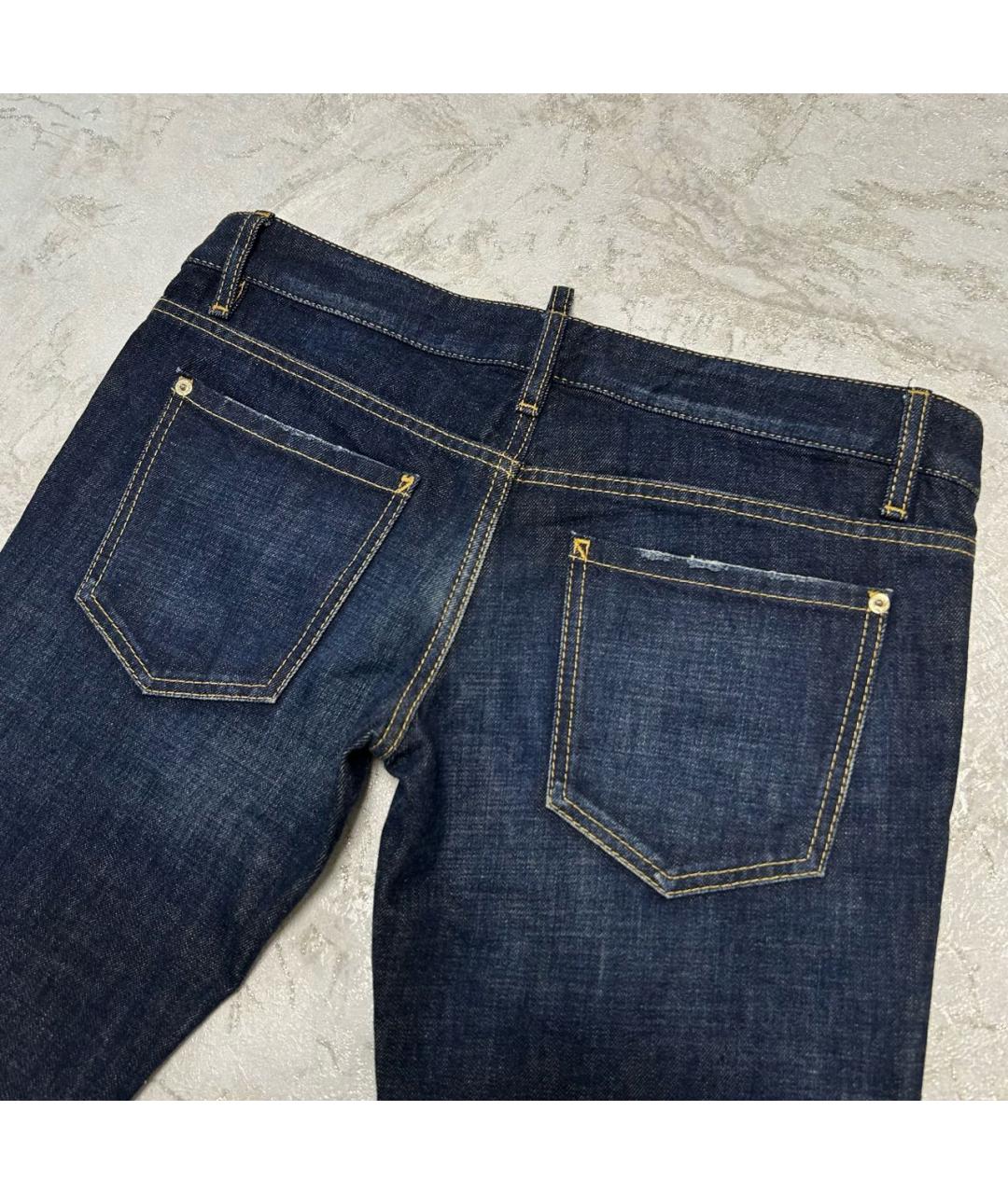 DSQUARED2 Темно-синие хлопковые прямые джинсы, фото 7