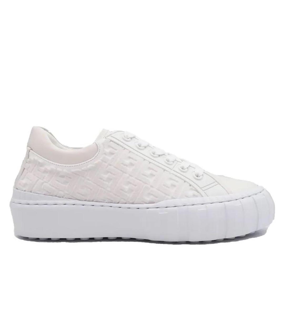 FENDI Белые кожаные кеды, фото 1