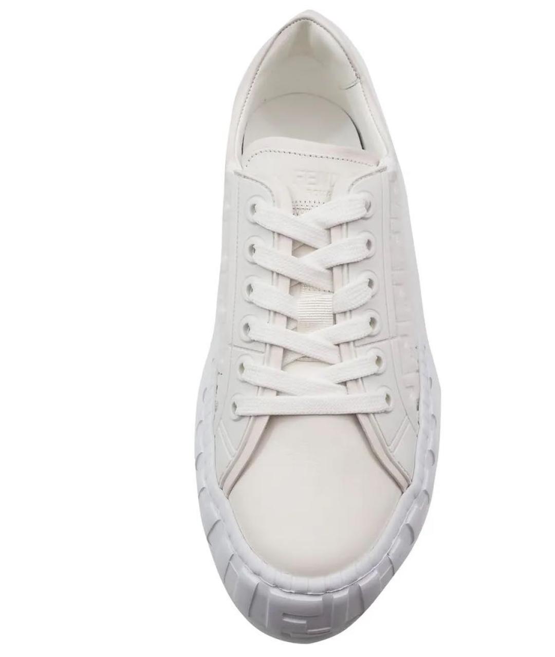 FENDI Белые кожаные кеды, фото 4