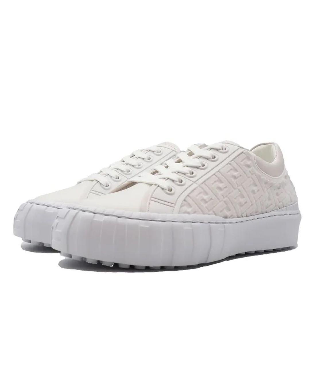 FENDI Белые кожаные кеды, фото 2