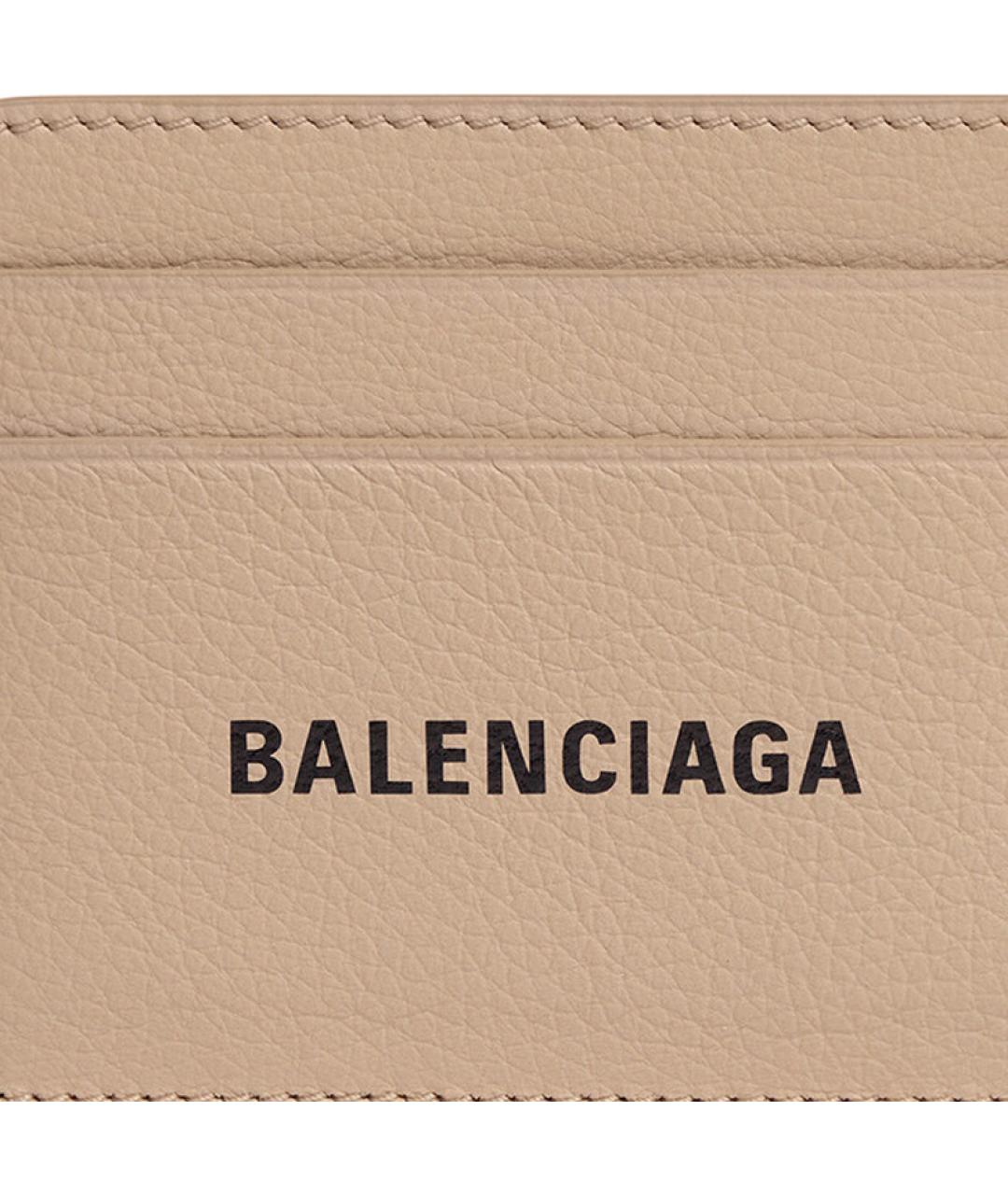 BALENCIAGA Бежевый кожаный кардхолдер, фото 3