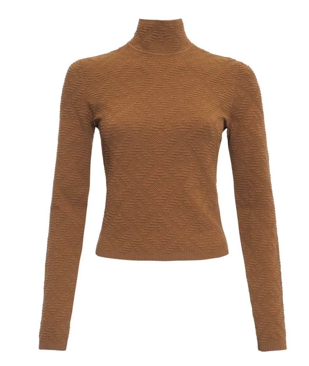 FENDI Коричневая вискозная водолазка, фото 1