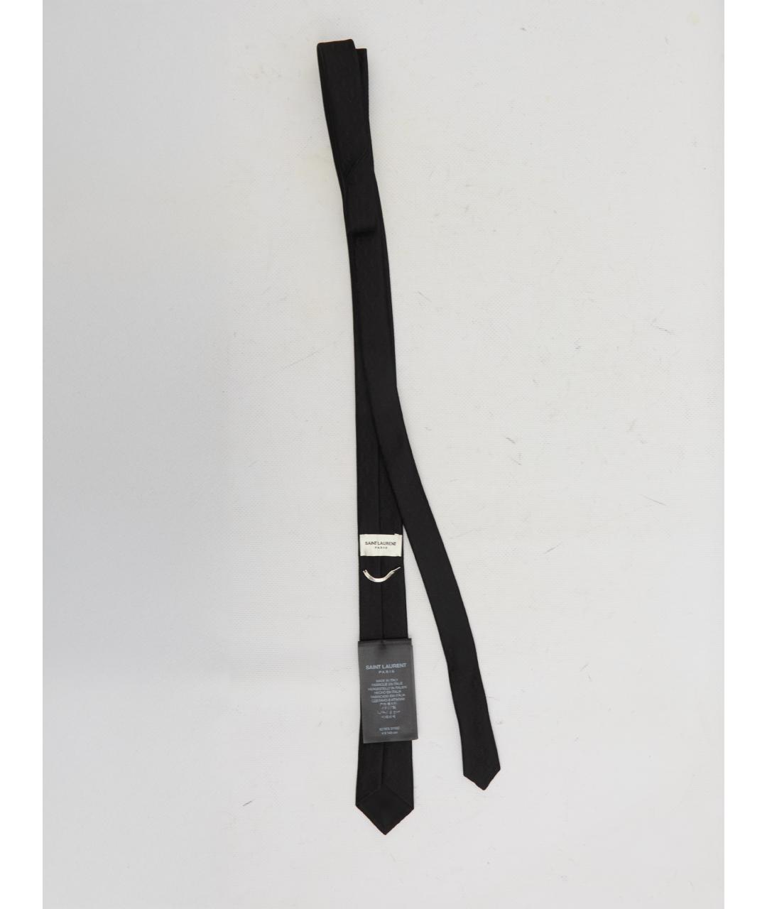 SAINT LAURENT Черный шелковый галстук, фото 2