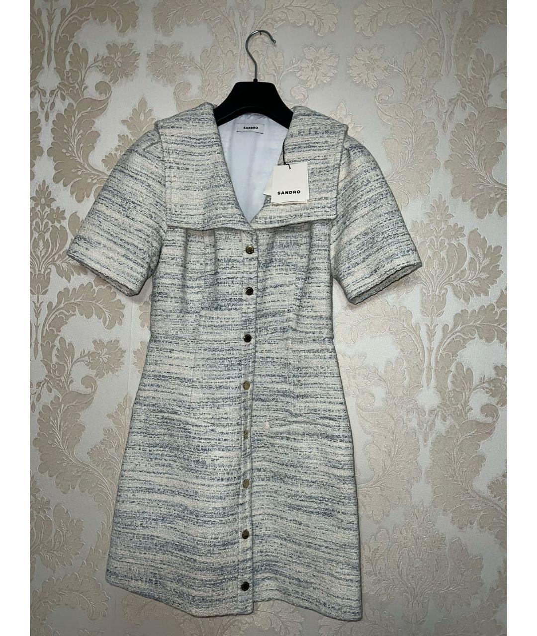 SANDRO Голубое хлопковое повседневное платье, фото 6