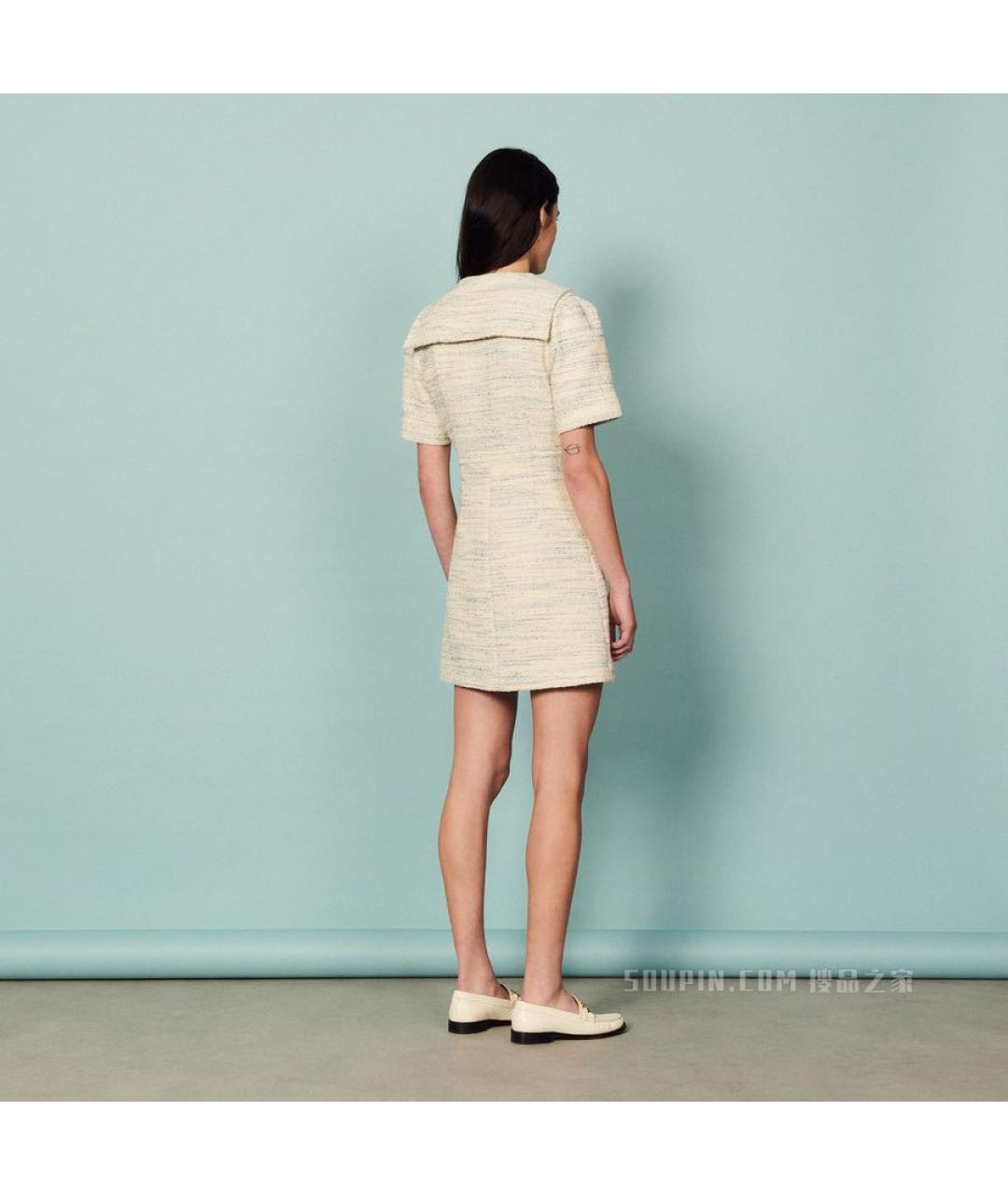 SANDRO Голубое хлопковое повседневное платье, фото 4