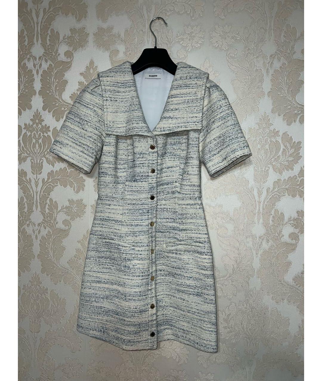 SANDRO Голубое хлопковое повседневное платье, фото 5