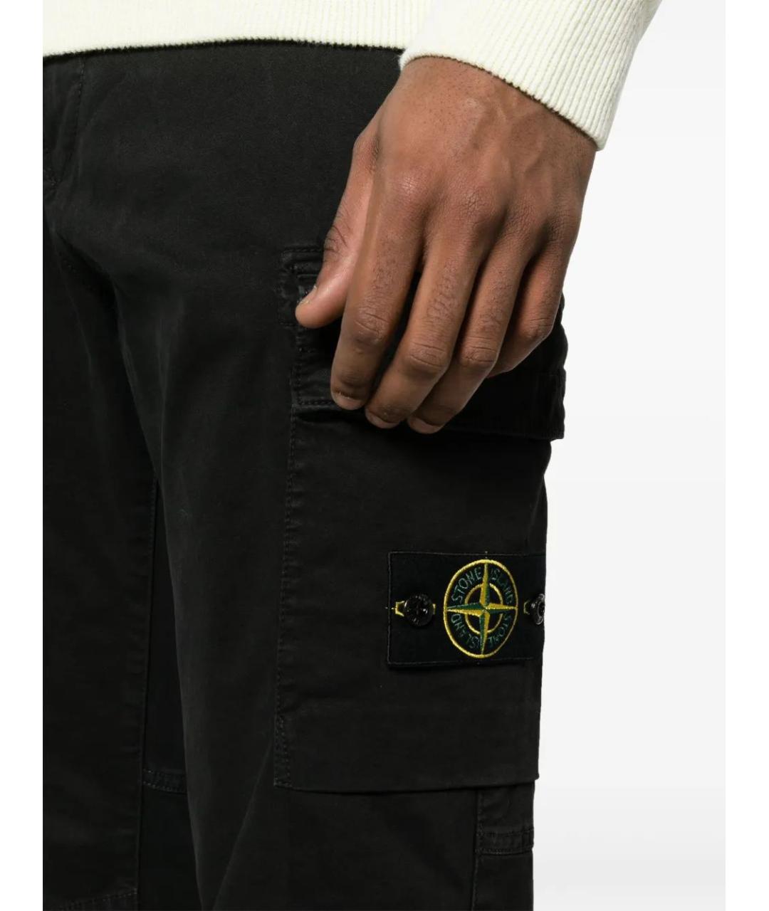 STONE ISLAND Черные хлопковые повседневные брюки, фото 5