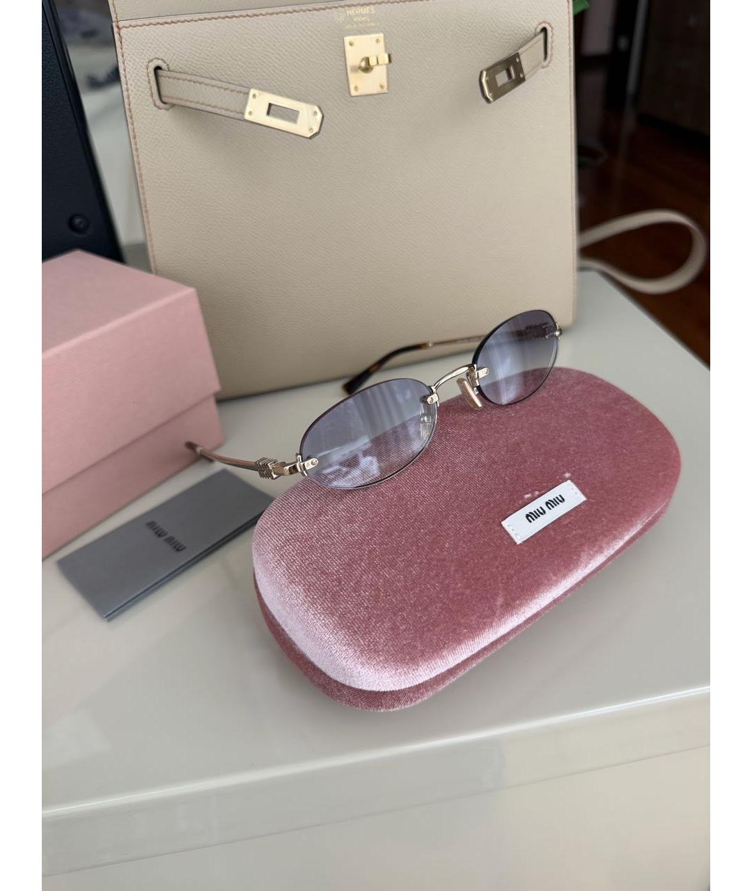 MIU MIU Синие металлические солнцезащитные очки, фото 3