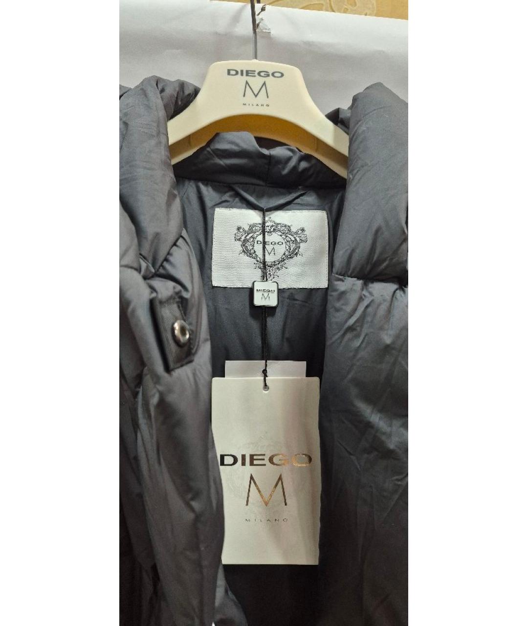 DIEGO M Черный полиэстеровый пуховик, фото 3