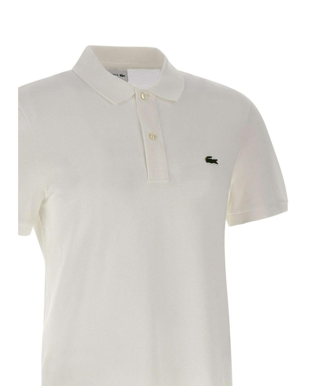 LACOSTE Белое хлопковое поло с коротким рукавом, фото 3