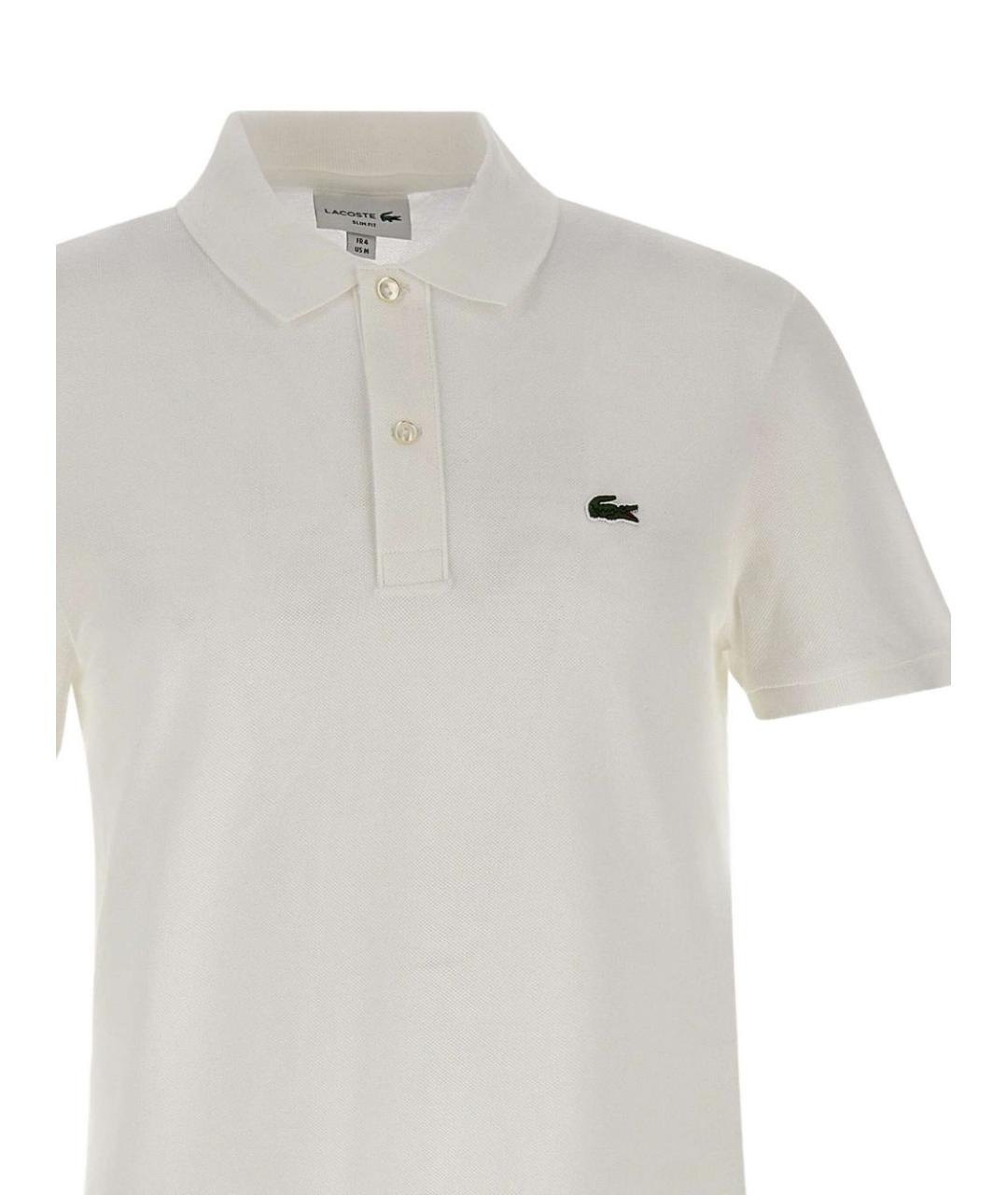 LACOSTE Белое хлопковое поло с коротким рукавом, фото 6
