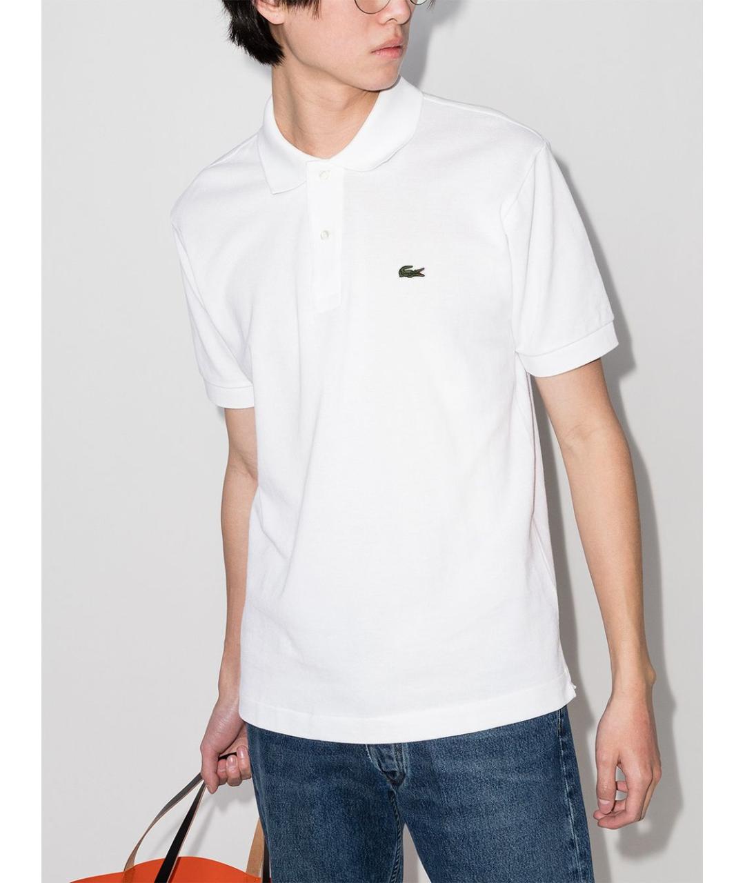 LACOSTE Белое хлопковое поло с коротким рукавом, фото 2