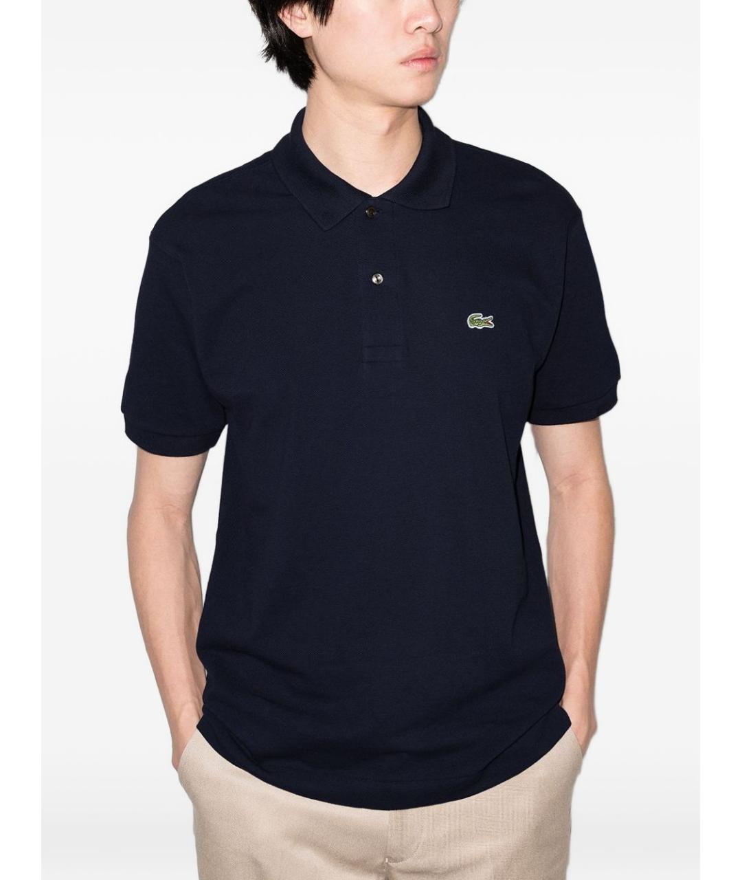 LACOSTE Синее хлопковое поло с коротким рукавом, фото 2