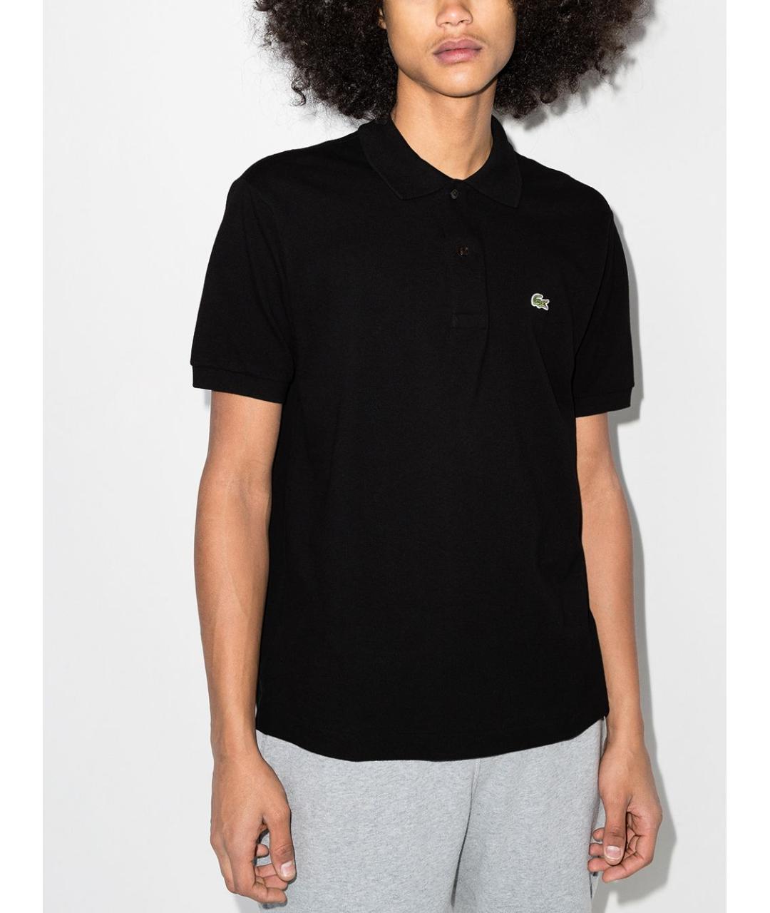 LACOSTE Черное хлопковое поло с коротким рукавом, фото 5