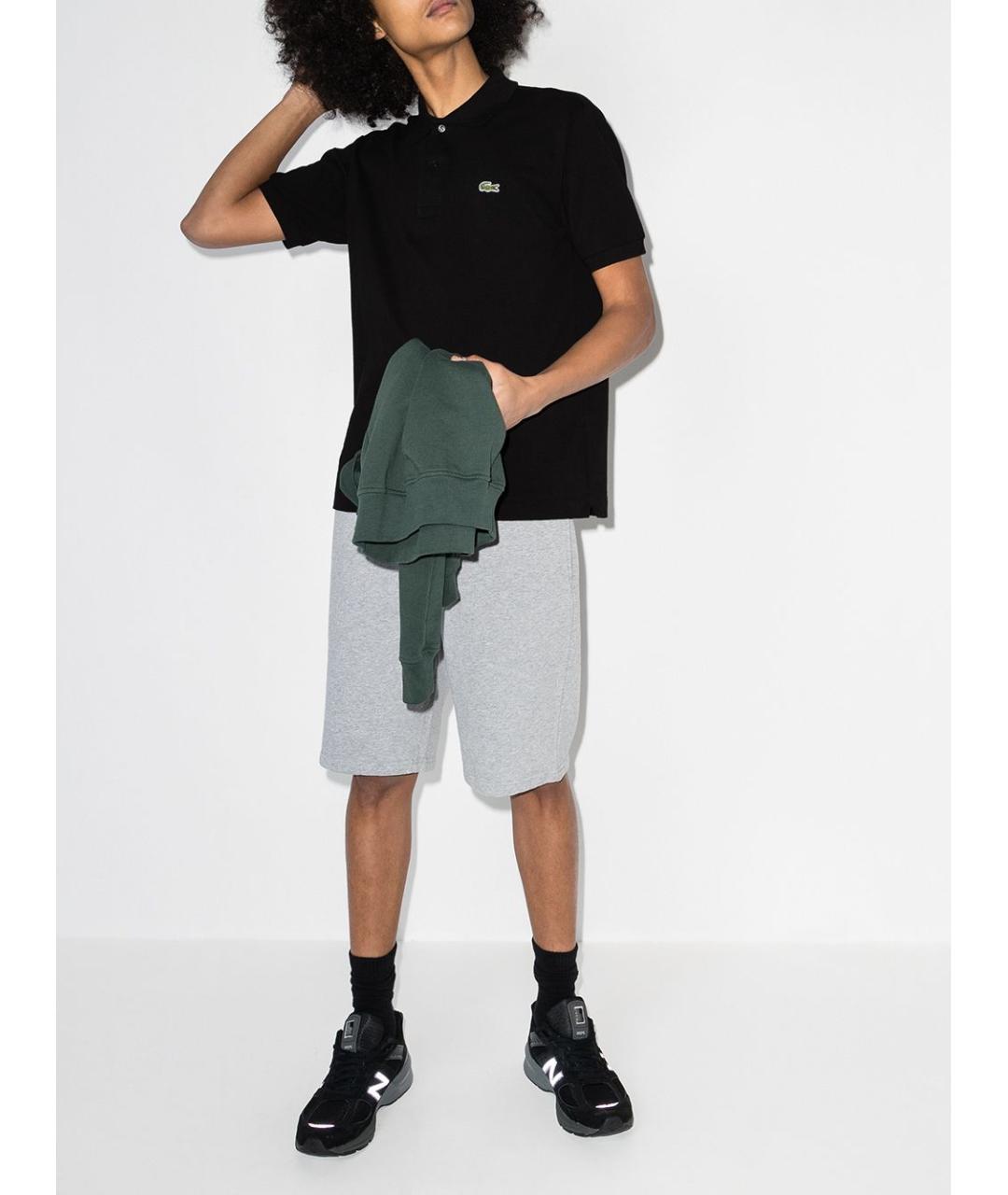 LACOSTE Черное хлопковое поло с коротким рукавом, фото 2