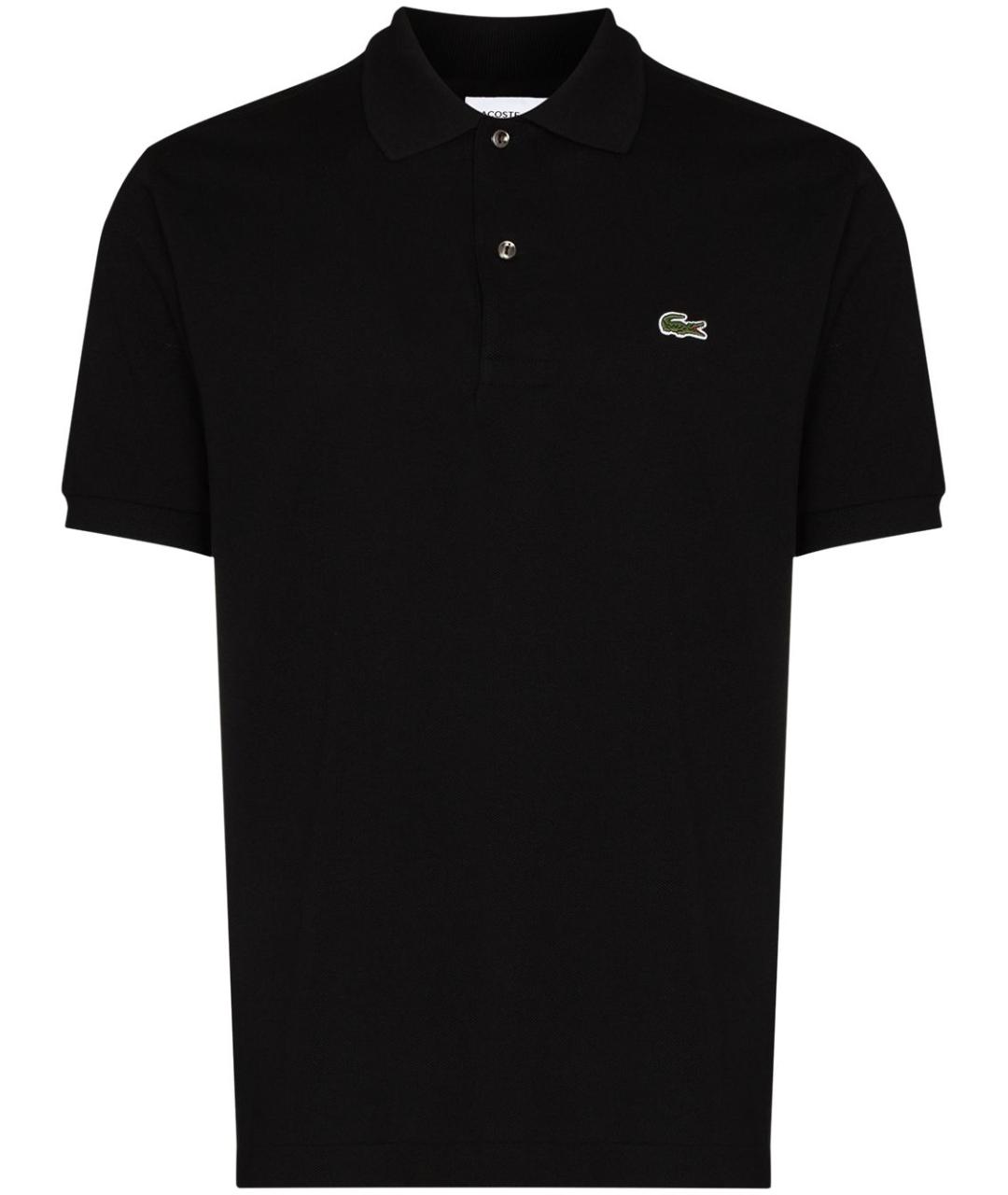 LACOSTE Черное хлопковое поло с коротким рукавом, фото 1