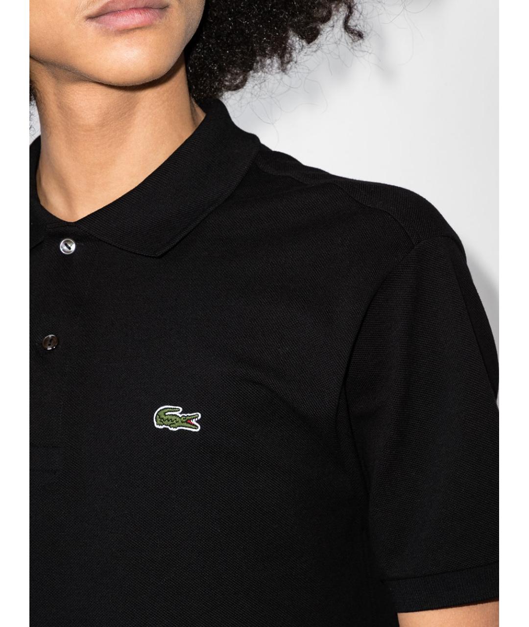 LACOSTE Черное хлопковое поло с коротким рукавом, фото 3