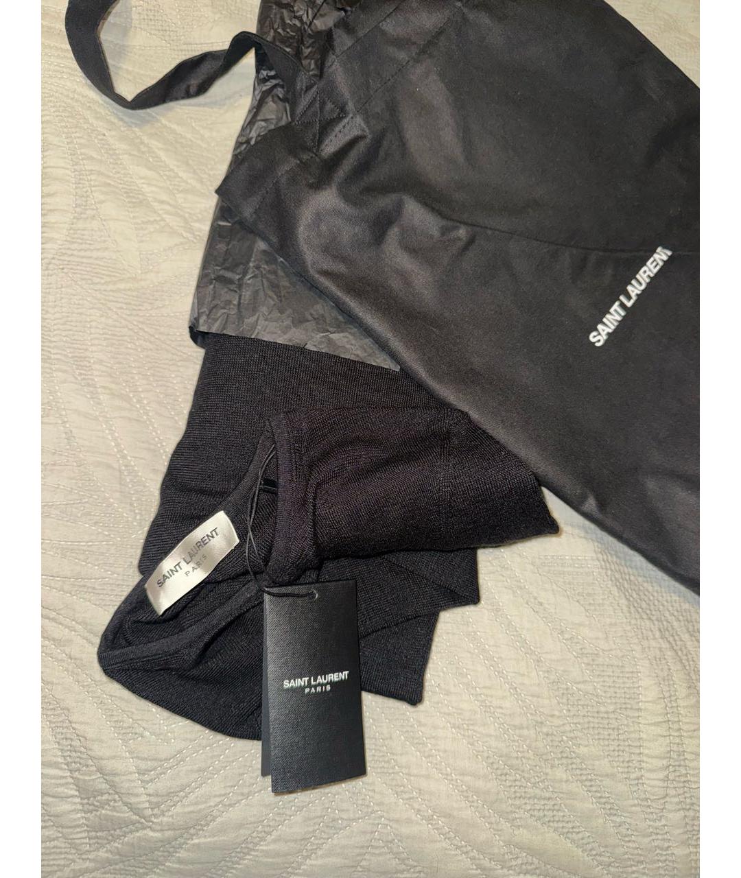 SAINT LAURENT Черное шерстяное вечернее платье, фото 2