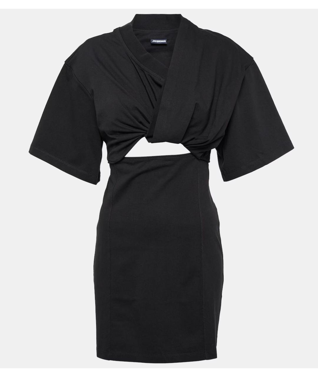 JACQUEMUS Черное хлопко-эластановое повседневное платье, фото 6