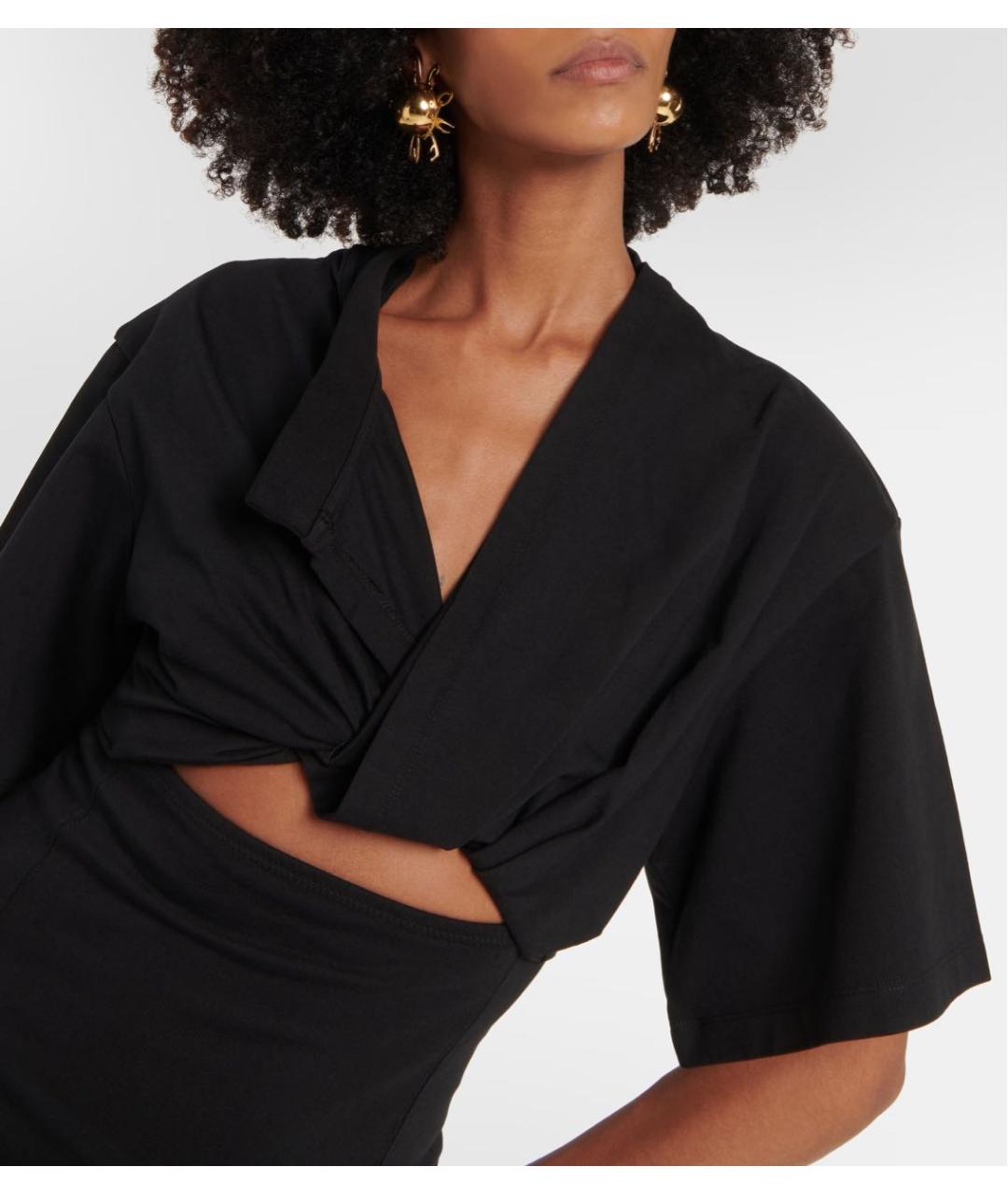 JACQUEMUS Черное хлопко-эластановое повседневное платье, фото 4