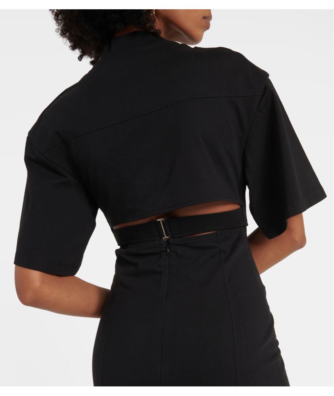 JACQUEMUS Черное хлопко-эластановое повседневное платье, фото 5