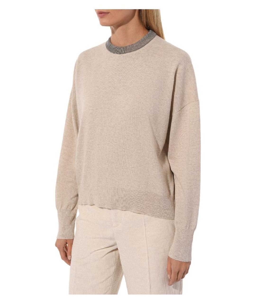 BRUNELLO CUCINELLI Бежевый кашемировый джемпер / свитер, фото 5