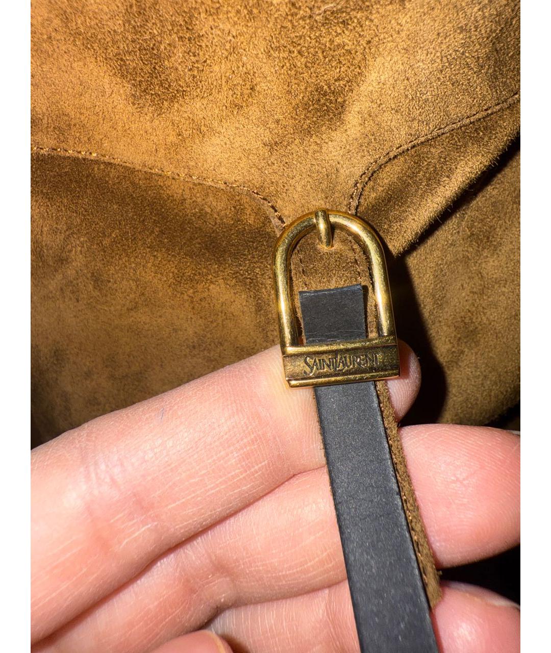 SAINT LAURENT Коричневые замшевые ботильоны, фото 8