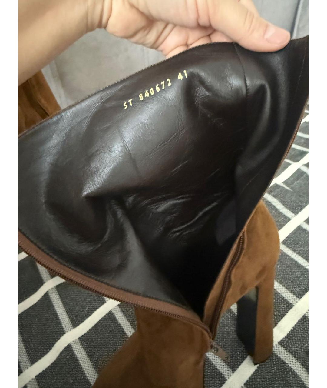 SAINT LAURENT Коричневые замшевые ботильоны, фото 5