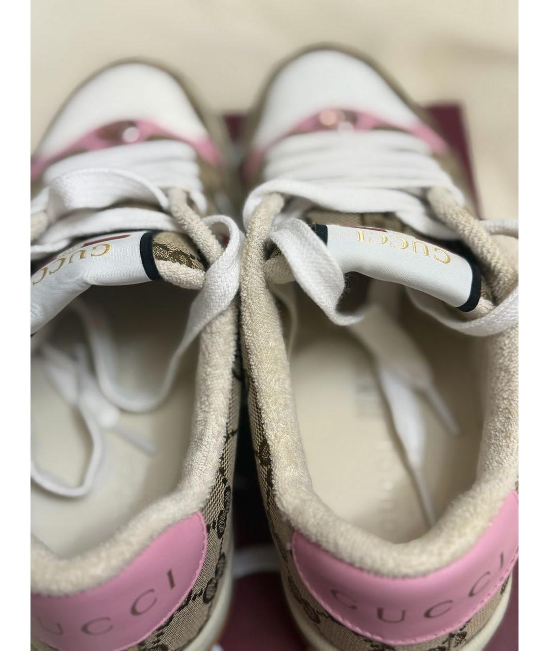 GUCCI Бежевые текстильные кроссовки, фото 5