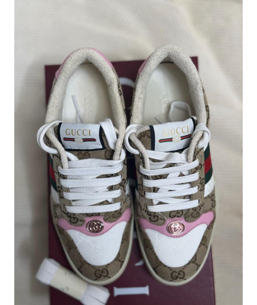 GUCCI Бежевые текстильные кроссовки, фото 3