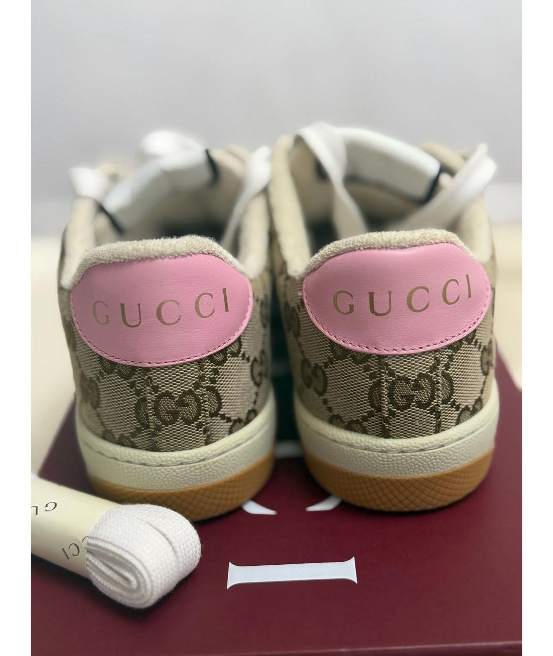 GUCCI Бежевые текстильные кроссовки, фото 4