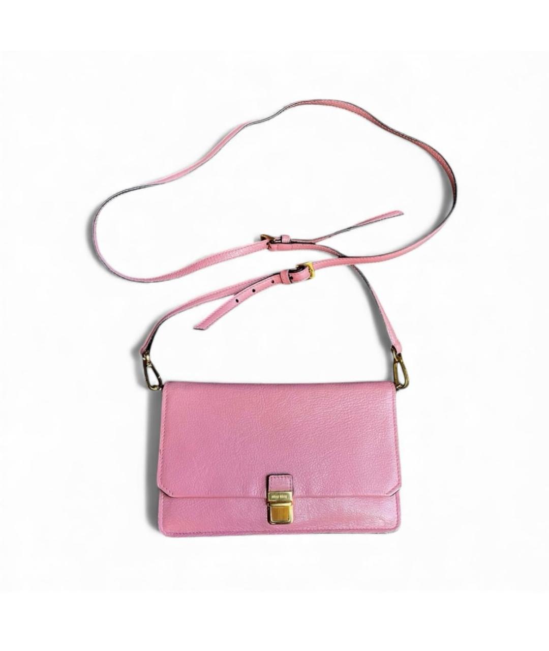 MIU MIU Розовая кожаная сумка через плечо, фото 6