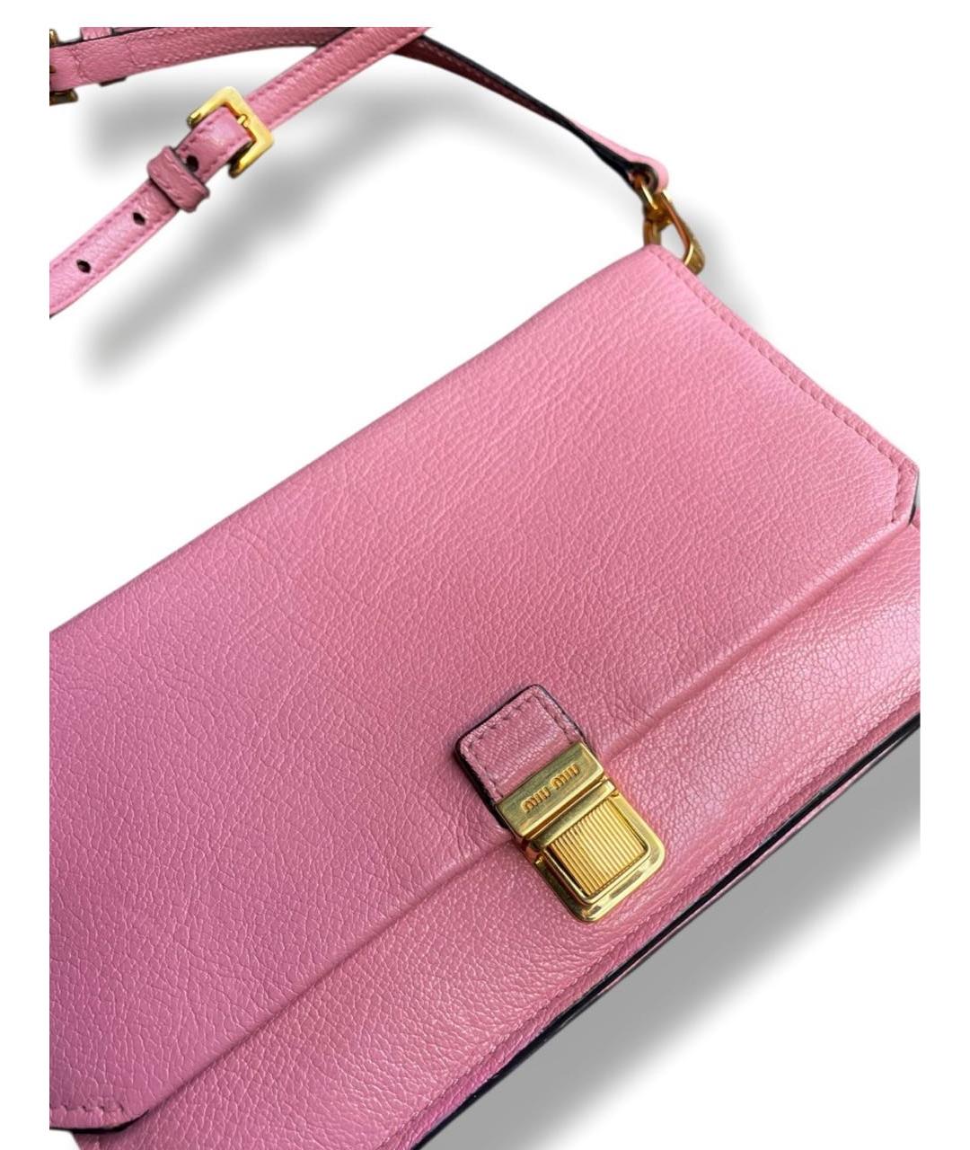 MIU MIU Розовая кожаная сумка через плечо, фото 2
