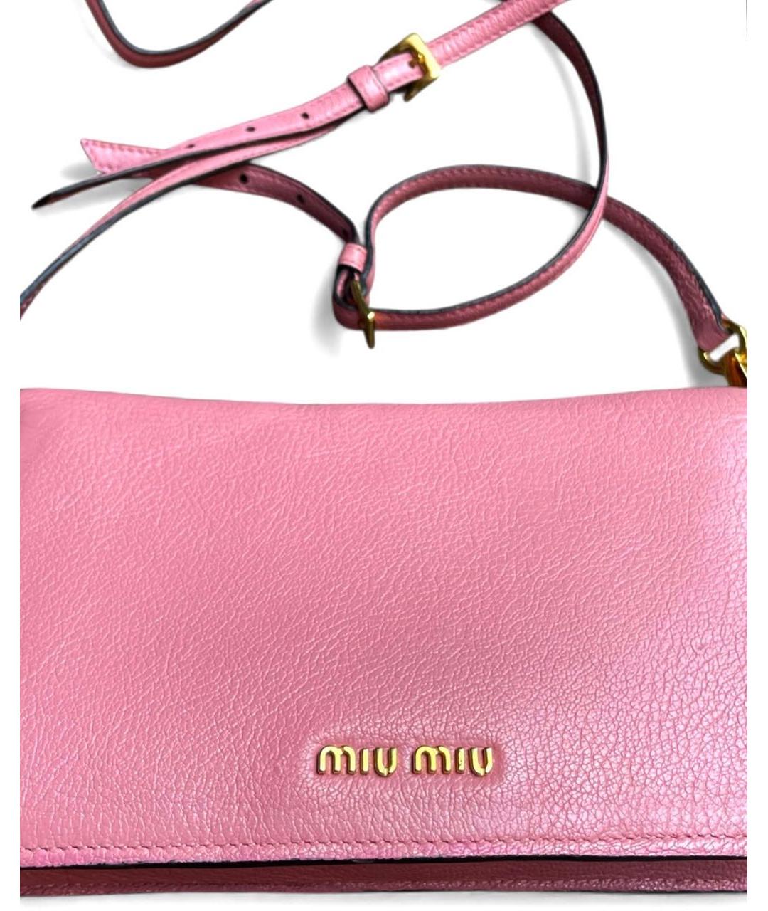 MIU MIU Розовая кожаная сумка через плечо, фото 4