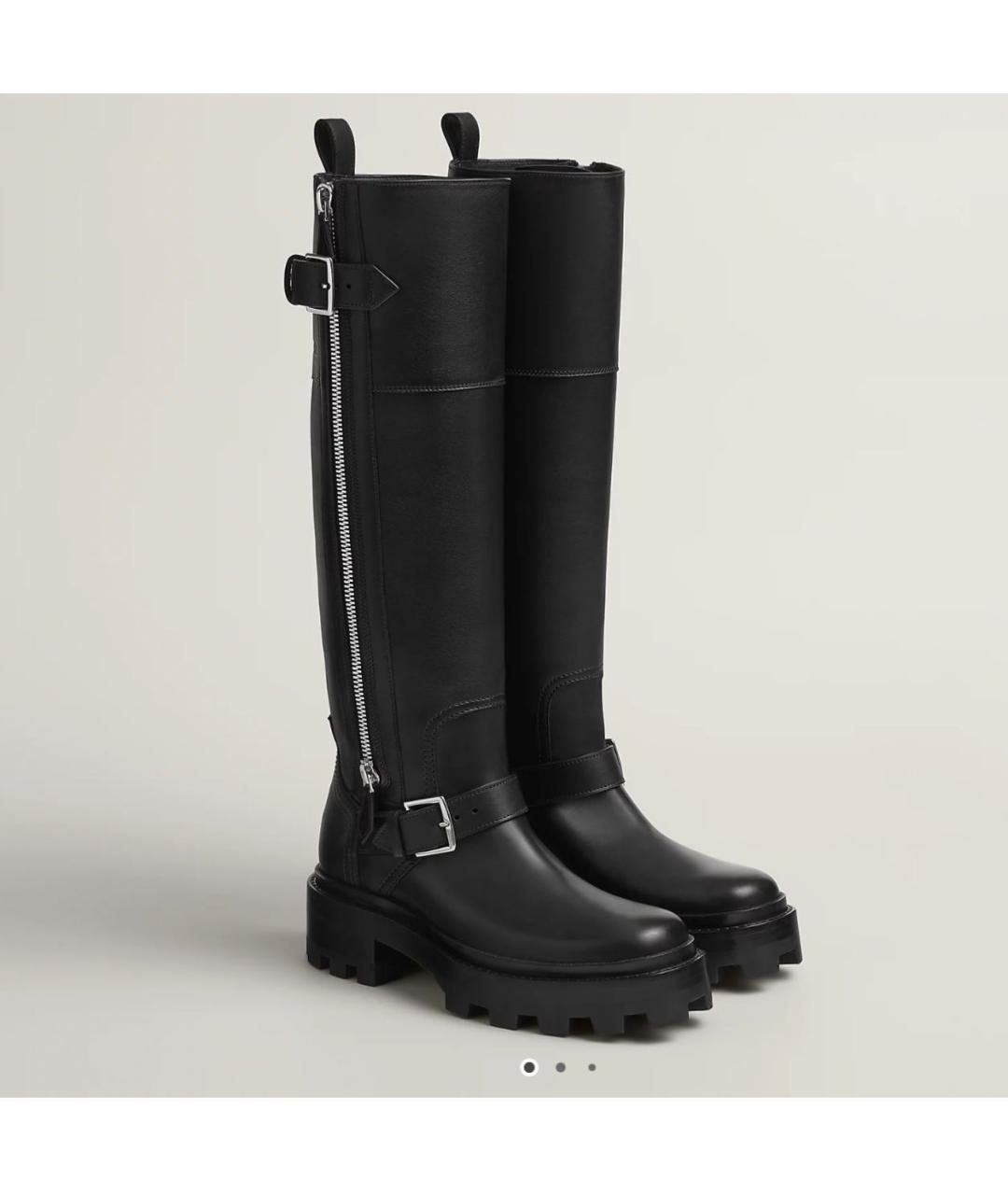 HERMES Черные кожаные сапоги, фото 2