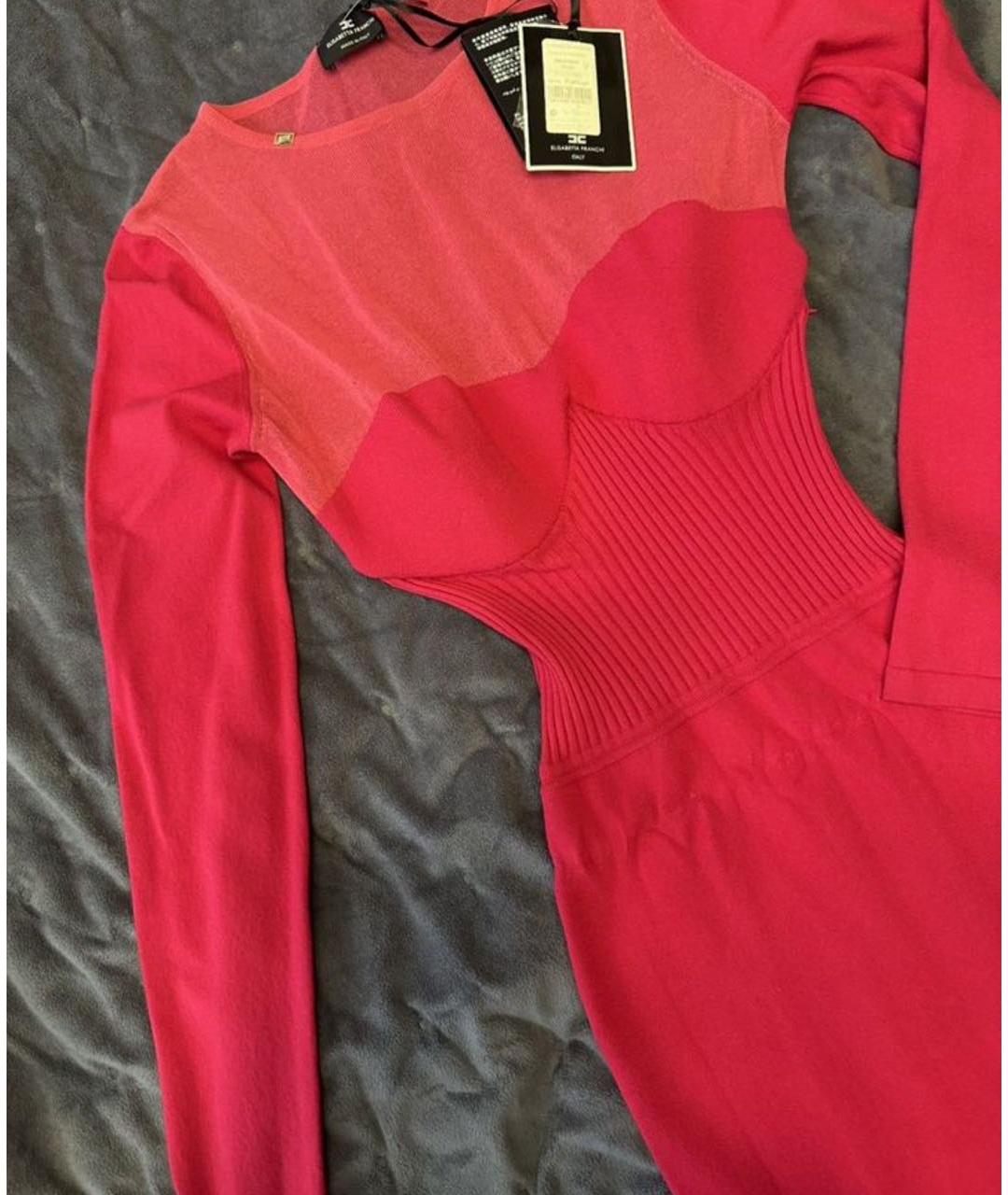 ELISABETTA FRANCHI Розовое сетчатое вечернее платье, фото 2