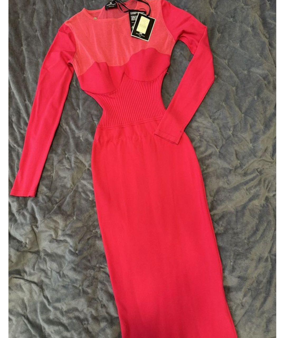 ELISABETTA FRANCHI Розовое сетчатое вечернее платье, фото 5