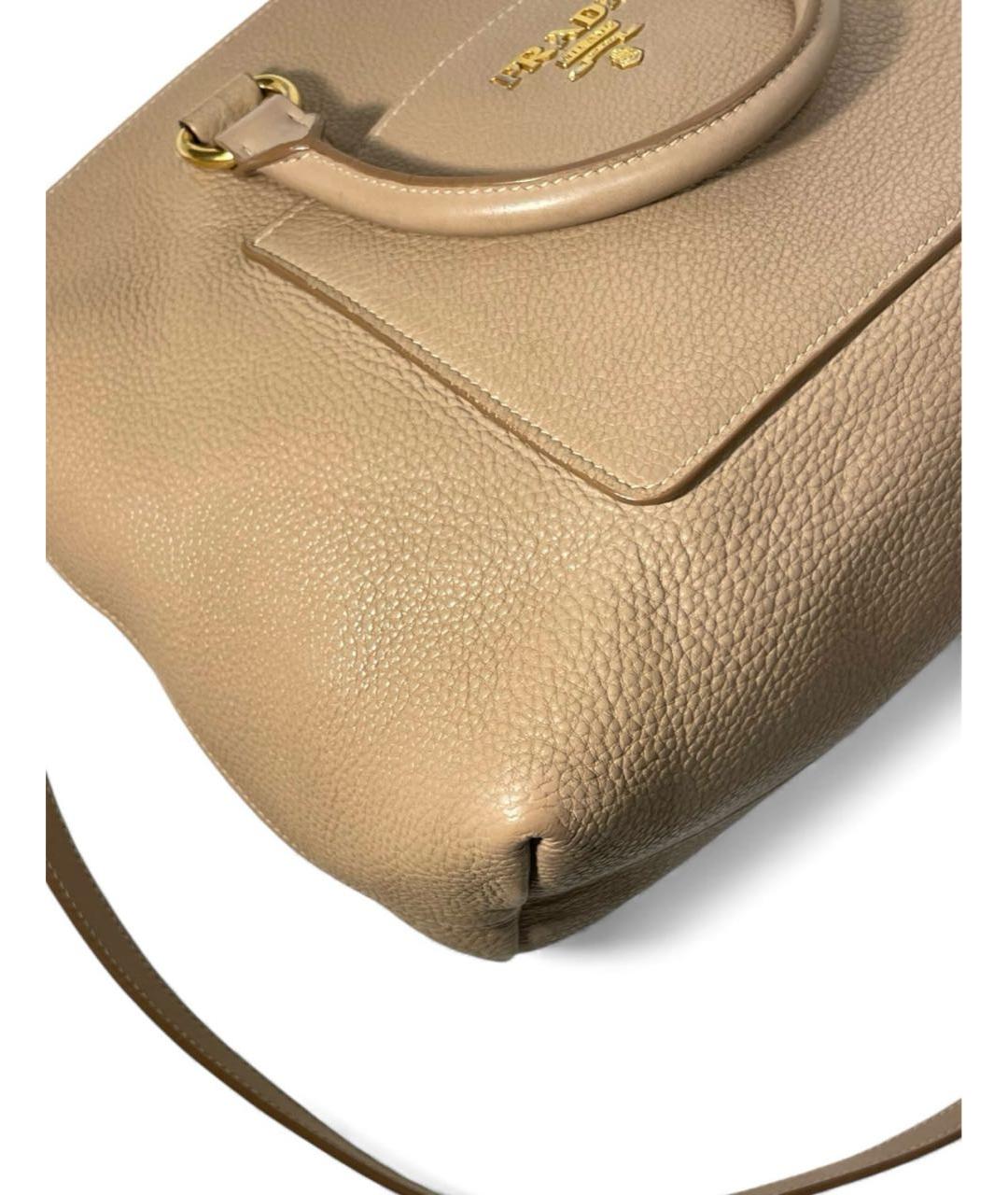 PRADA Бежевая кожаная сумка тоут, фото 7