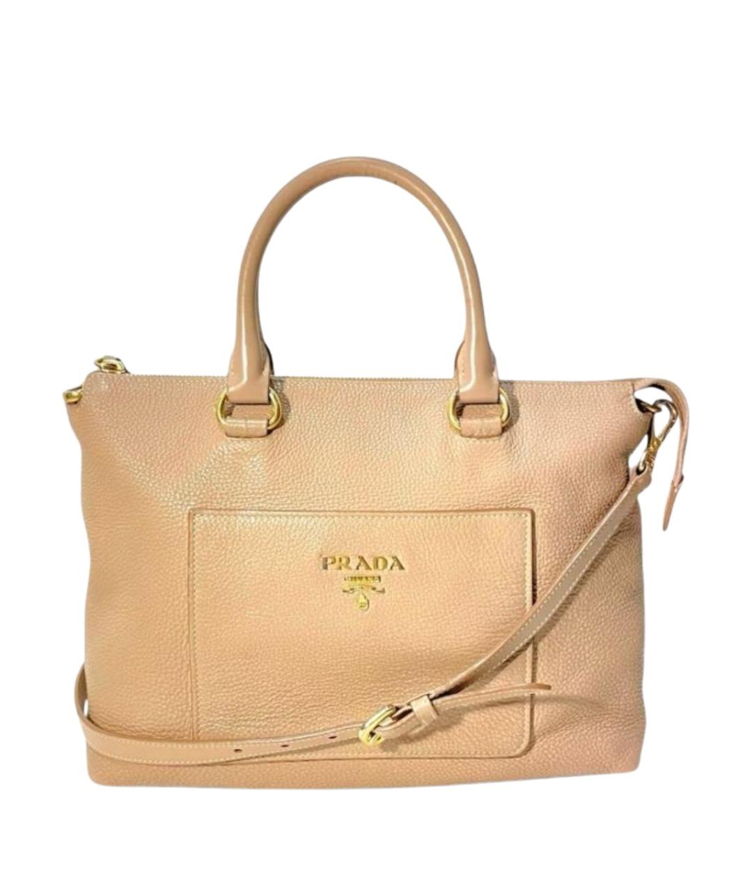PRADA Бежевая кожаная сумка тоут, фото 1